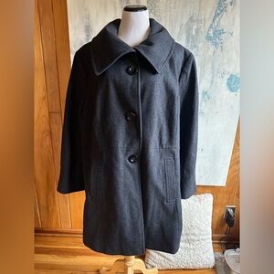 AK Anne Klein Wool Blend 3X Dark Gray/ Black Lined Winter Coat. Adorable!
